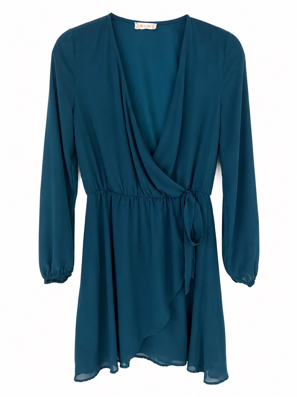 Altar’d State Teal Wrap Long Sleeve Dress Size Small